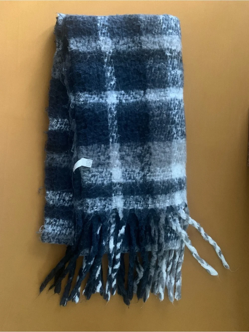 Arianna  By Howard’s Plaid Fringe  Scarf /Throw Blanket - Black & Gray -